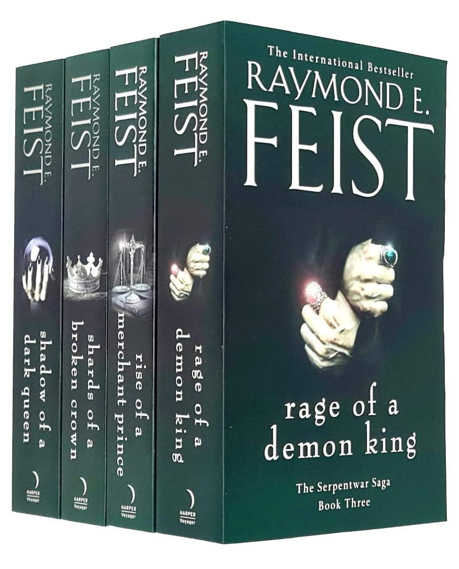 Raymond E. Feist The Serpentwar Saga 4 Books Complete Collection Set - Shadow of a Dark Queen, Rise of a Merchant Prince, Rage of a Demon King, Shards of a Broken Crown) Paperback