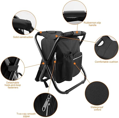 Miniatura 5 de Taburete plegable portátil con compartimento refrigerador, color negro