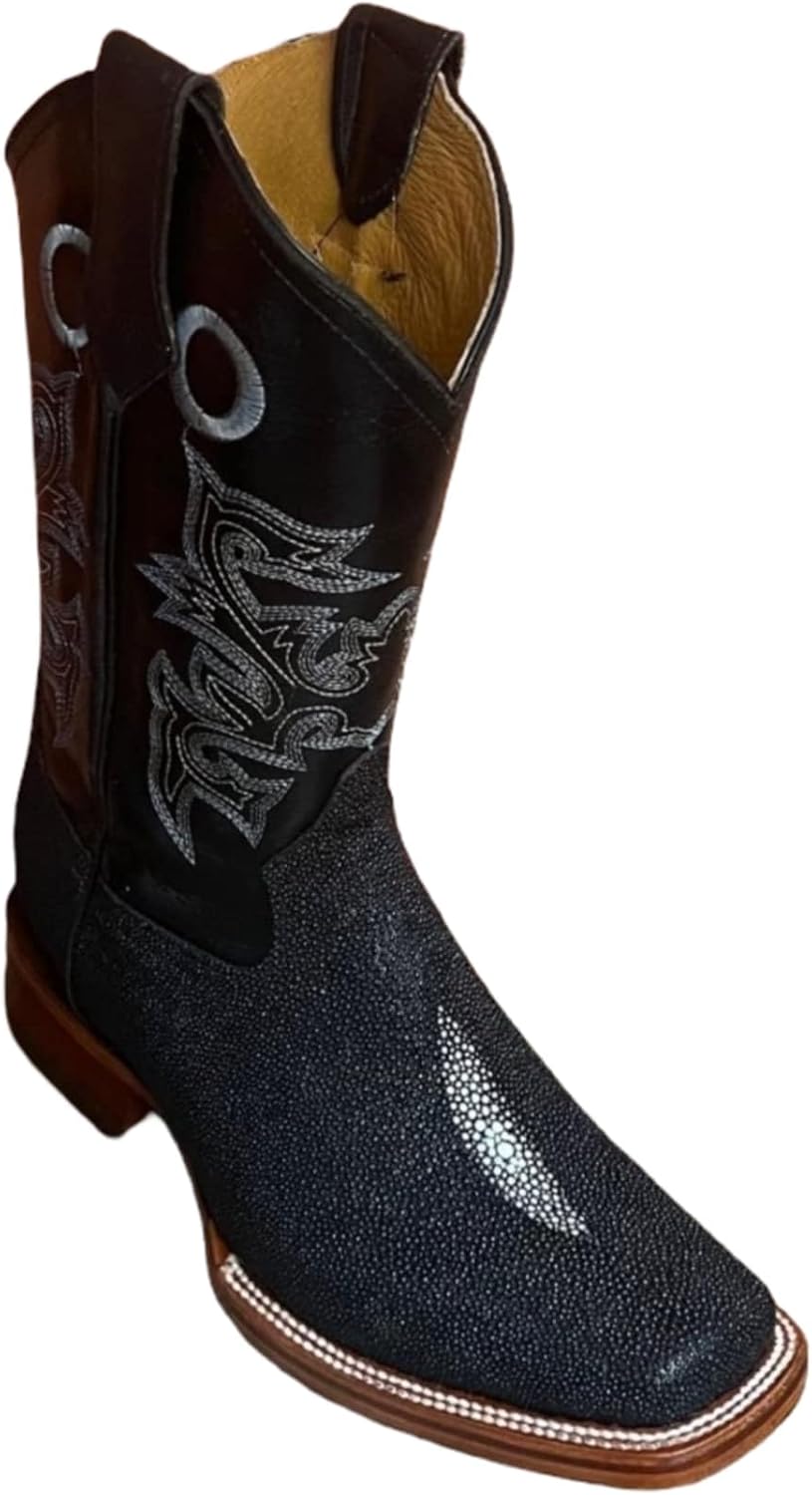 Dona Michi Men's Handmade Stingray Print Cowboy Boots: Square Toe Western Rodeo Botas Mantarraya