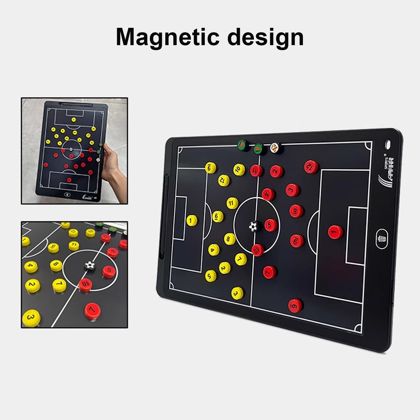Lavagna elettronica magnetica double-face per allenatori di calcio, con schermo LCD da 40,6 cm, con penna stilo, lavagna strategica per allenatori, accessori per allenamento