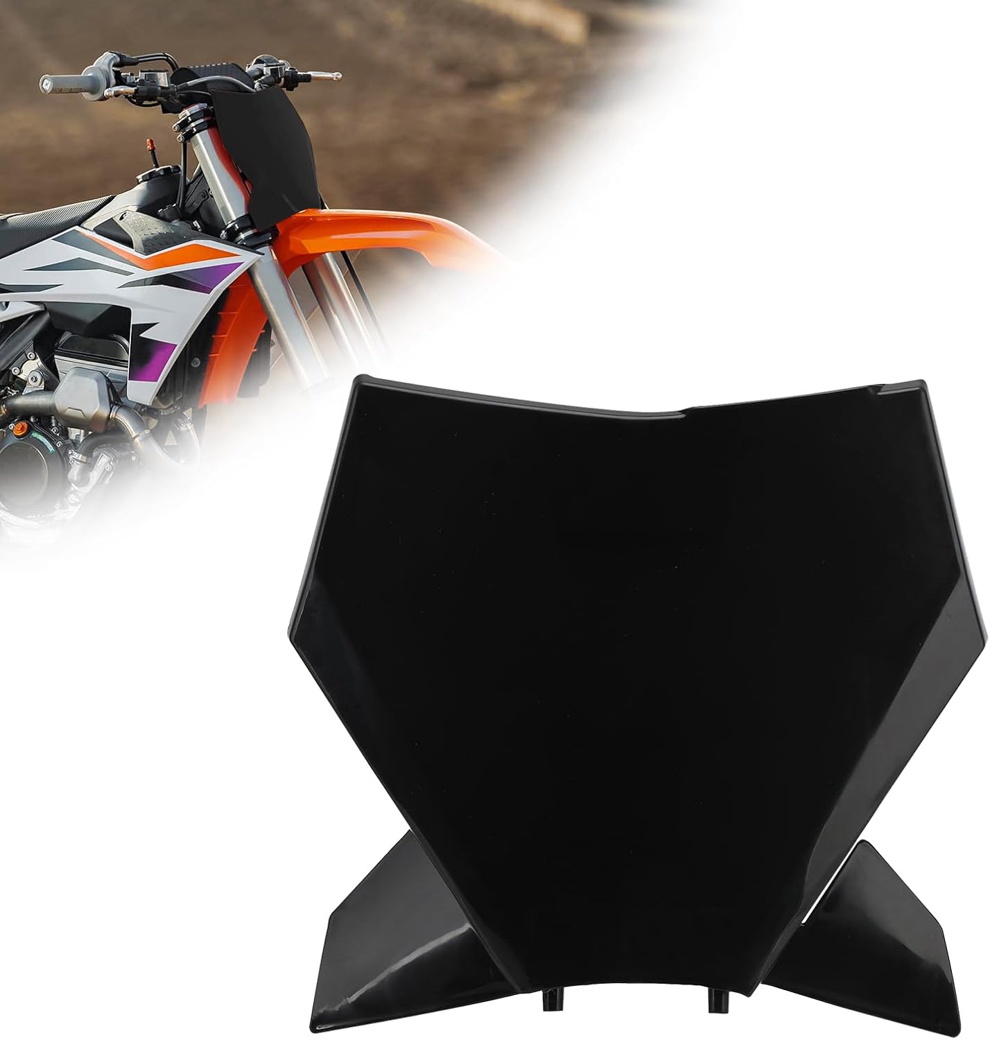 Dirt Bike Number Plate,Motorcycle Front Number Plate ABS Plastic Replacement for SX SX-F XC XC-F 125/250/300/350/450 2023-2024 Black
