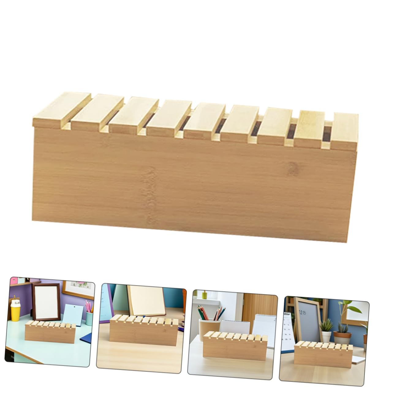Gatuida Caja Organizadora de Cables de Madera Natural Gran con Soporte para Teléfono Integrado Organizador de Escritorio para Oficina y Hogar para Ocultar Cables y Regletas