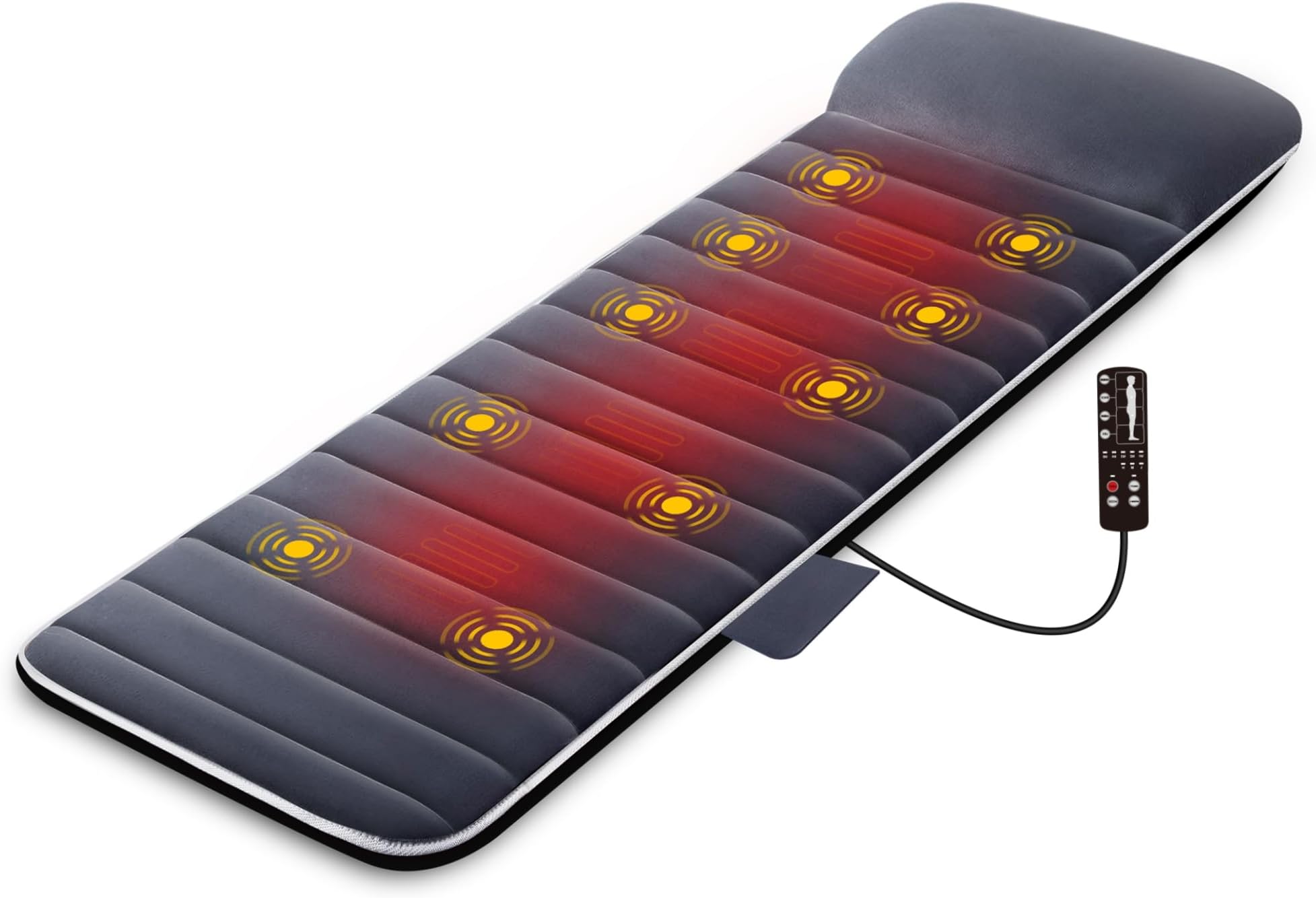Snailax Massage Mat with Warmth, Full Body Massage Cushion with 10 Vibration Motors, 4 Therapy Heating Pads, Vibration Cushion for Back, Waist