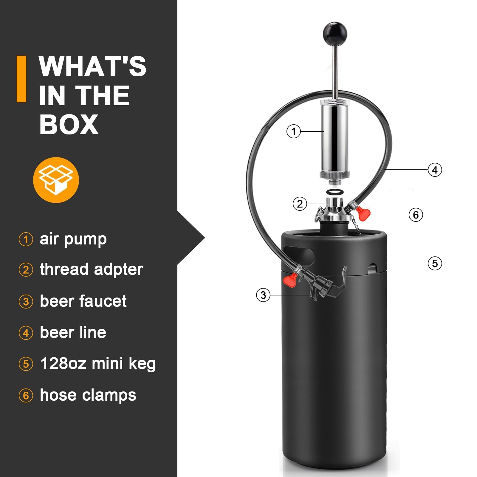 Mini barril de 3.6 L con sistema de bomba de grifo, dispensador de cerveza de barril de acero inoxidable de 128 onzas con bomba de mano, mini cultivador de barril de cerveza, bomba de grifo portátil
