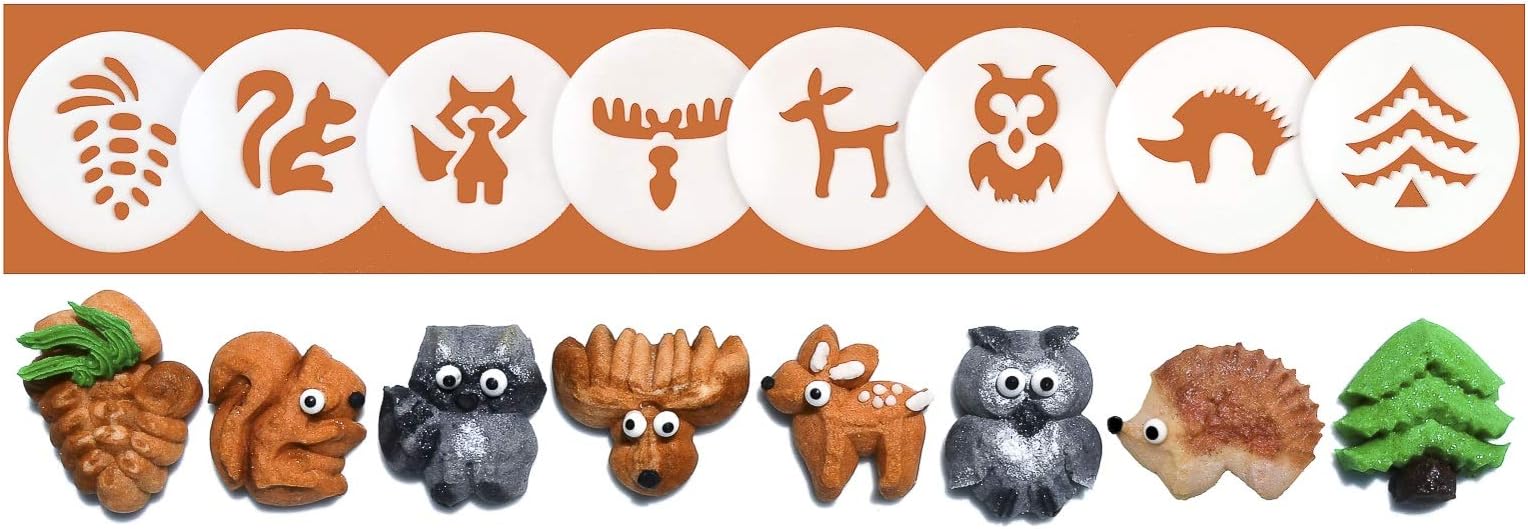 Impress Cookie Press Disks – Woodland Set of 8, Food Safe Plastic Shapes with Squirrel, Owl, Pinecone, & More, Fits Many Manual Models - See Disk Sizing Image to ensure fit with your press