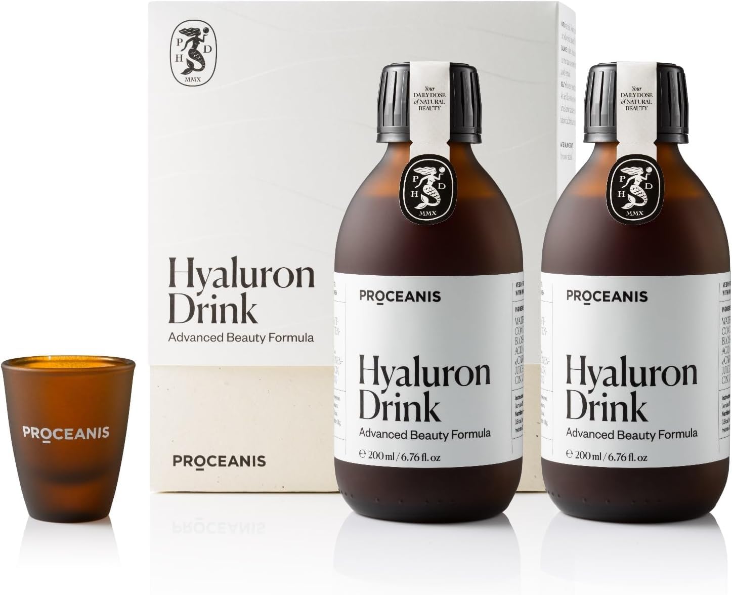 Hyaluron Drink (Hyaluronsäure hochdosiert) - Hyaluron zum Trinken für natürlich schöne Haut, Haare, Nägel - 100% Vegan (6 Wochen Trinkkur)