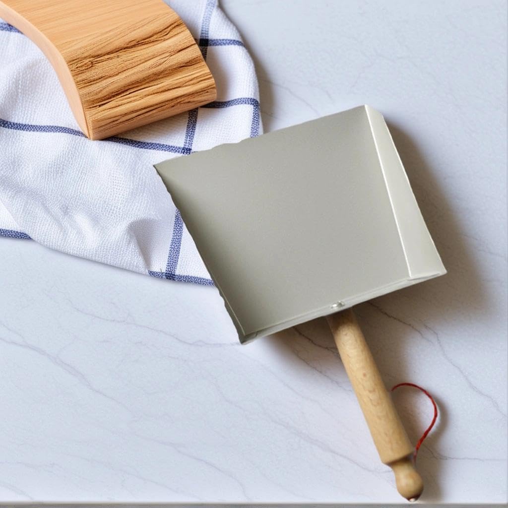 Compact Dust Pan - Mini Stainless Steel Handheld 8.5 in | Portable Short Handle Design for Quick Cleanups on Tables, Desks, Keyboards, Workshops & Small Spaces | Easy to Store & Use