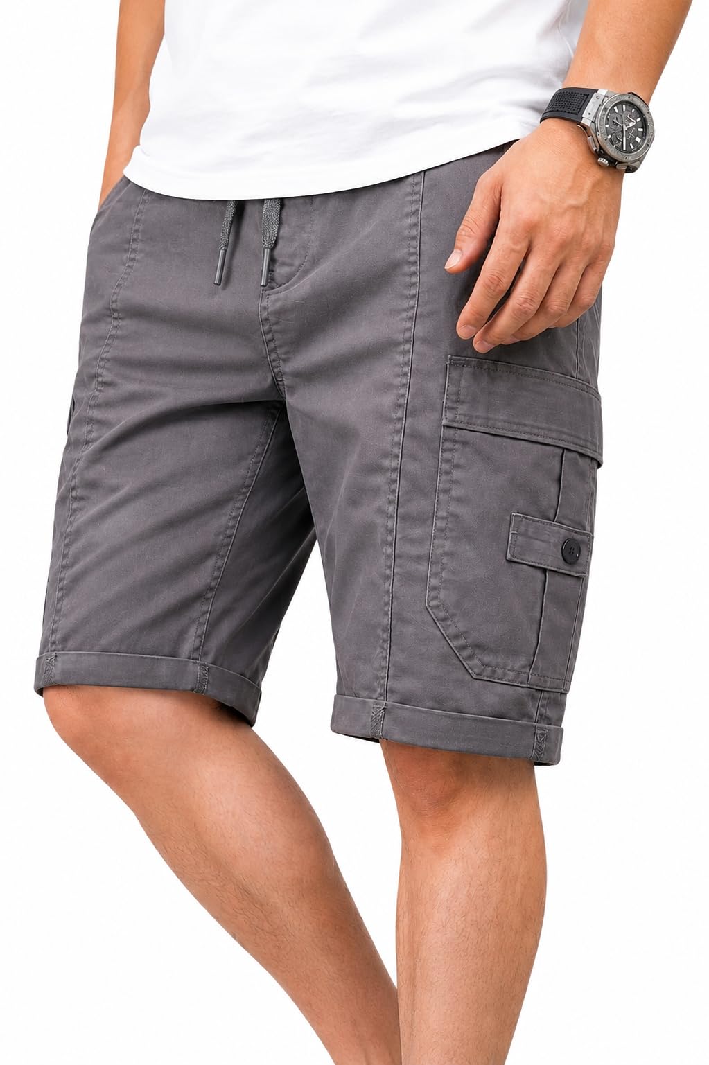 Men Summer Cotton Cargo Shorts | Lightweight Breathable Shorts | 5 Pocket Casual Utility Shorts for Men-picture-29