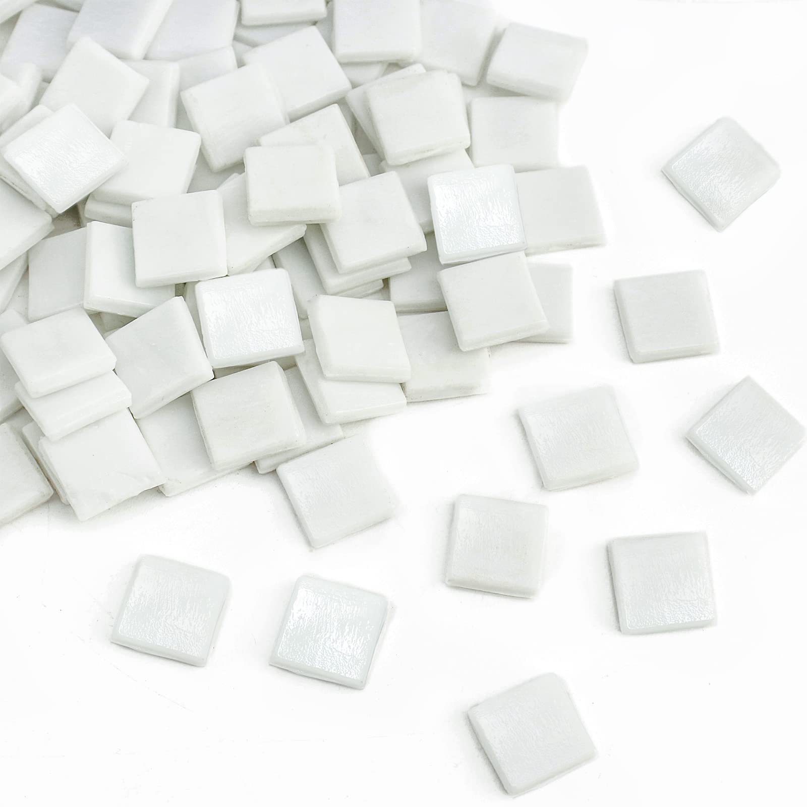 Wq Warmqing White Mural Mosaic Tiles For Crafts Bulk, 200G Mosaic Glass Pieces For Decor Mosaic Outdoor Side Table,Mosaic Kits Supplies(White)