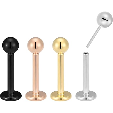 Pierced Koala 2PCS Titanium 20G 18G 16G Threadless Flat Back Stud Earrings Labret Tragus Cartilage Lip Monroe Conch Body Piercing Jewellery