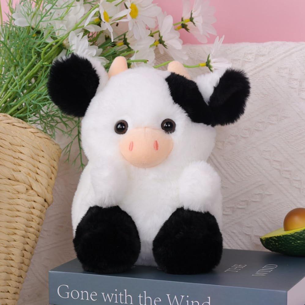 Tikwisdom Cow Stuffed Animal,Plush Cow Doll, Paw Paw Cow Plush Toy,Cartoon Cute Cow,Gift for Boys and Girls,20cm High (black) - Image 2