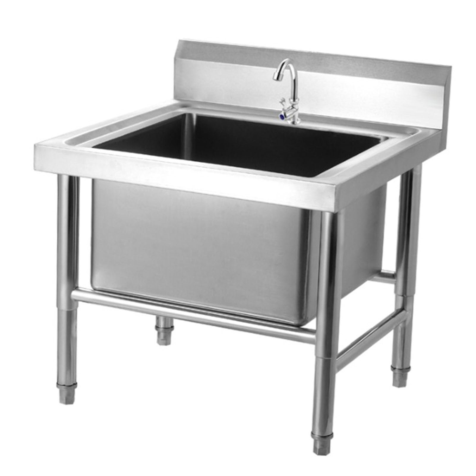 HYSOPSPX Stainless Steel Commercial Mop Sink with Faucet, Free Standing Utility Basin for Indoor/Outdoor Laundry, Garage, and Washing Stations