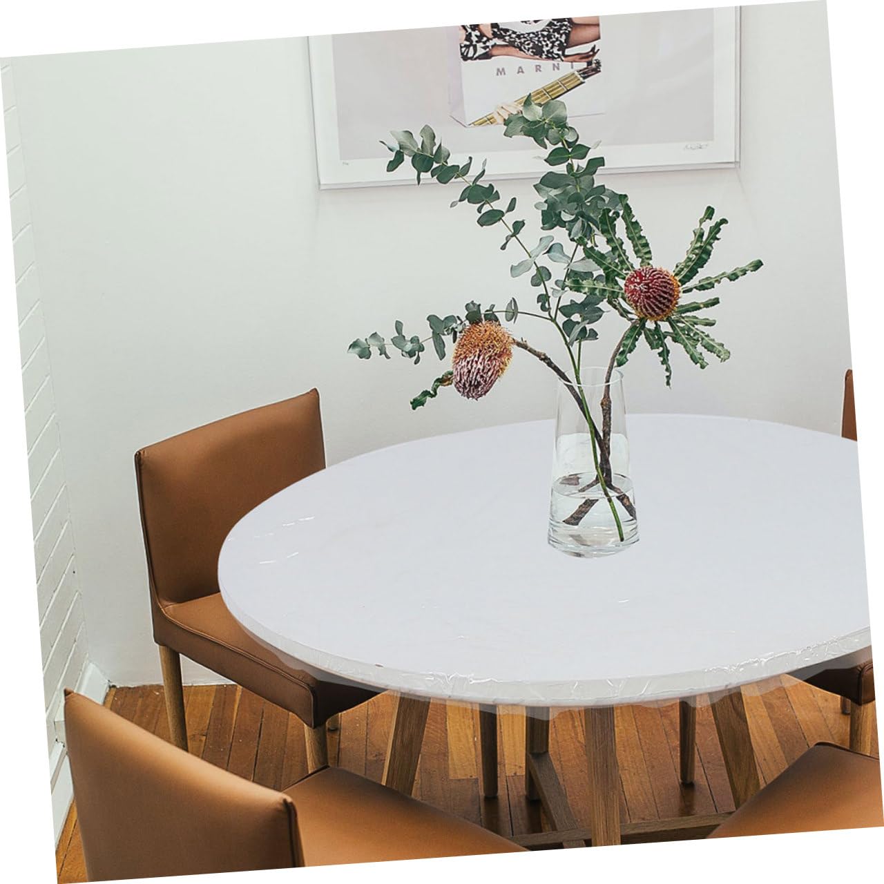 CALLARON Set 2 Pezzi Tovaglia Elastica Rotonda in Pvc Retro in Flanella, Assorbente e Leggera, Design Semplice ed Elegante per Hotel e Regali per Inaugurazione Casa