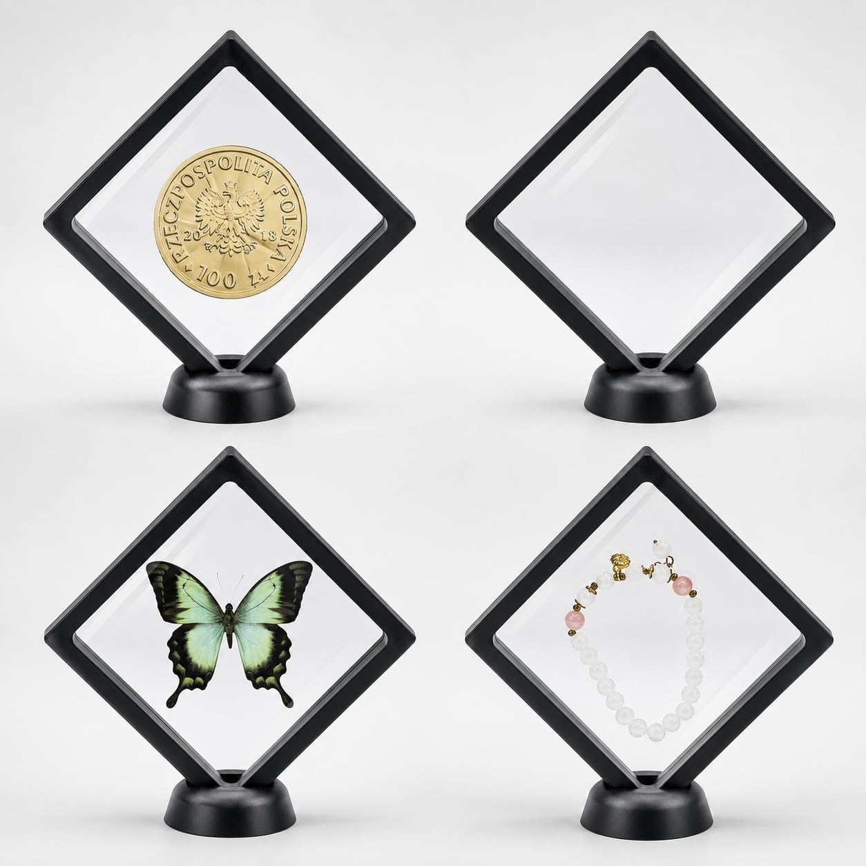 4 Pcs Floating Display Case, 4.33x4.33x0.79 Inch