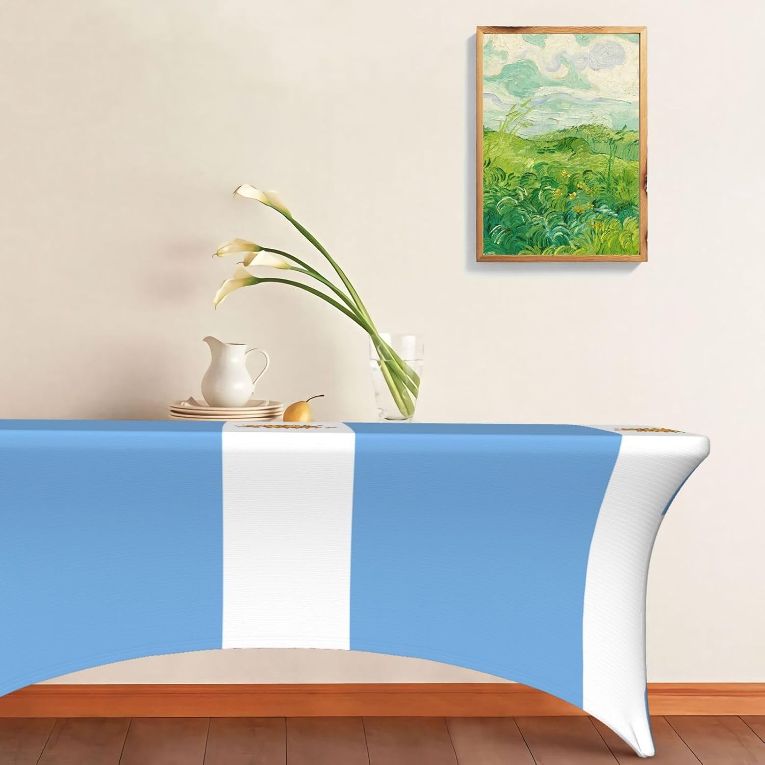 Argentine Flag Print Table Cover Rectangular Tablecloth for 6-Foot Tables for Wedding Banquets Outdoor