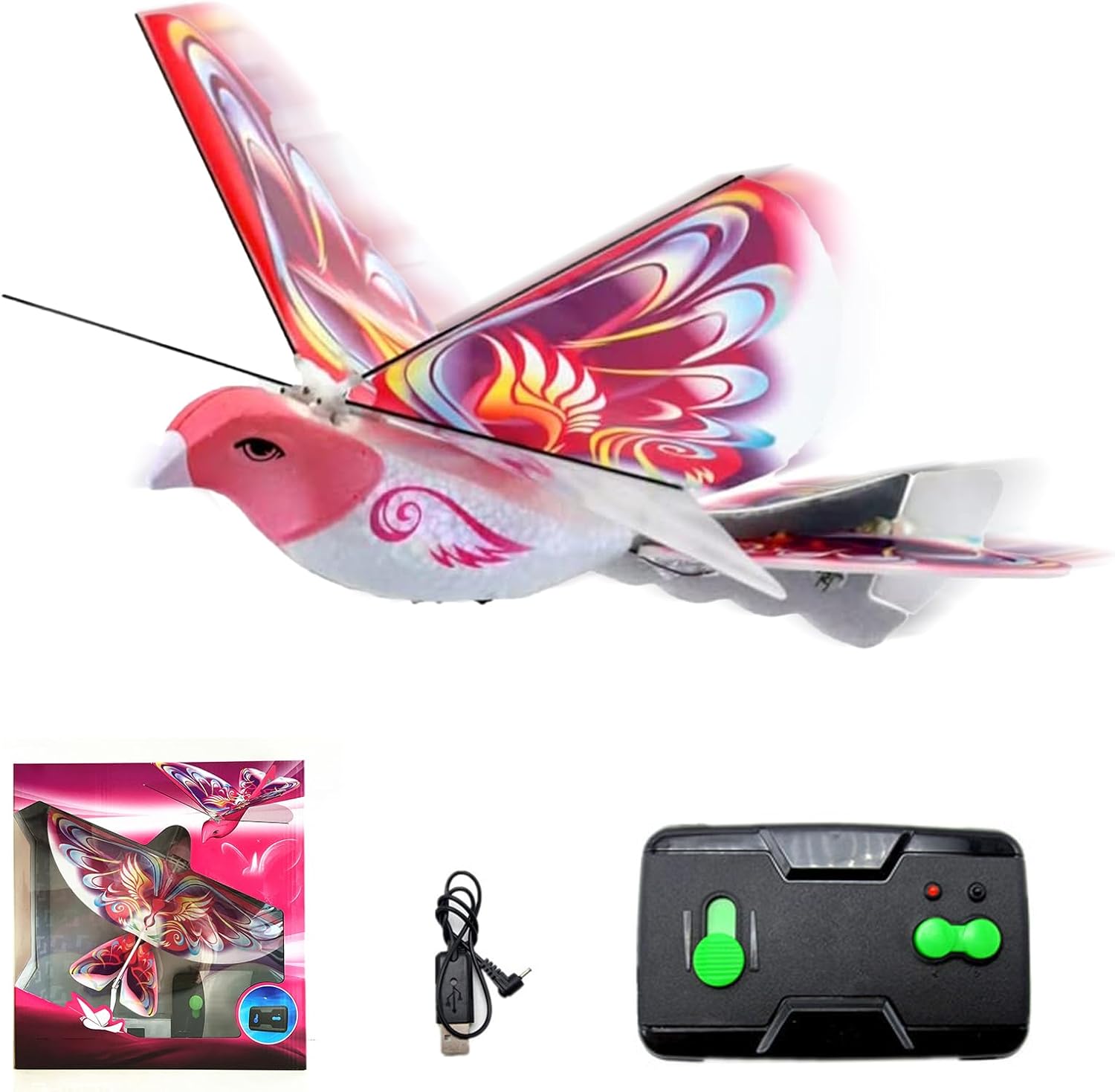 Goolsky TECH 98083 Remote Control Bird, 2.4GHz Remote Control Birds That Can Fly Authentic E-Bird Butterfly Flying Bird RC Toys USB Recharging Gifts for Teens