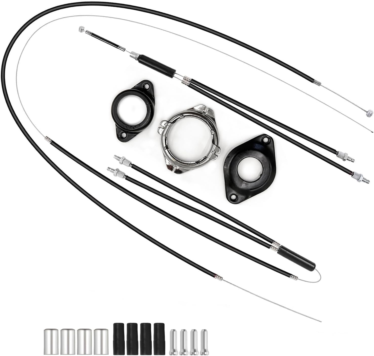 Farbetter BMX Gyro Brake Cable Set Front & Rear Upper Lower Brake Lines with Spinner Rotor, Professional BMX Brake Cable & Housing Kit for Most Gyro Systems and 20 Inch BMX Bikes