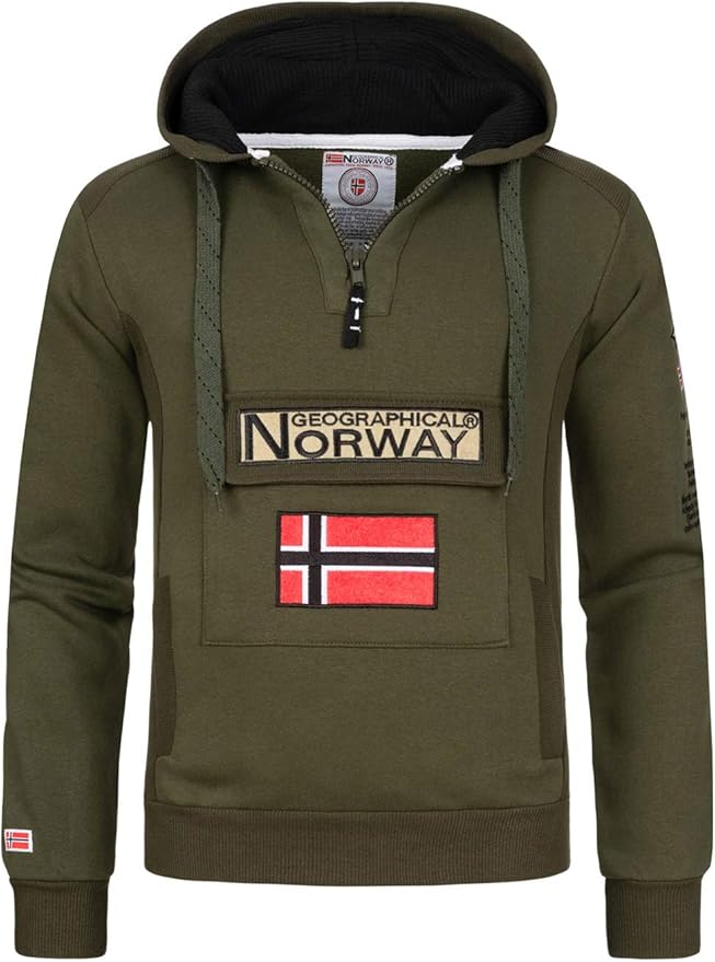 Geographical Norway GYMCLASS Men Kangoeroezak hoodie sweatshirt met merklogo en lange mouwen, rood, M
