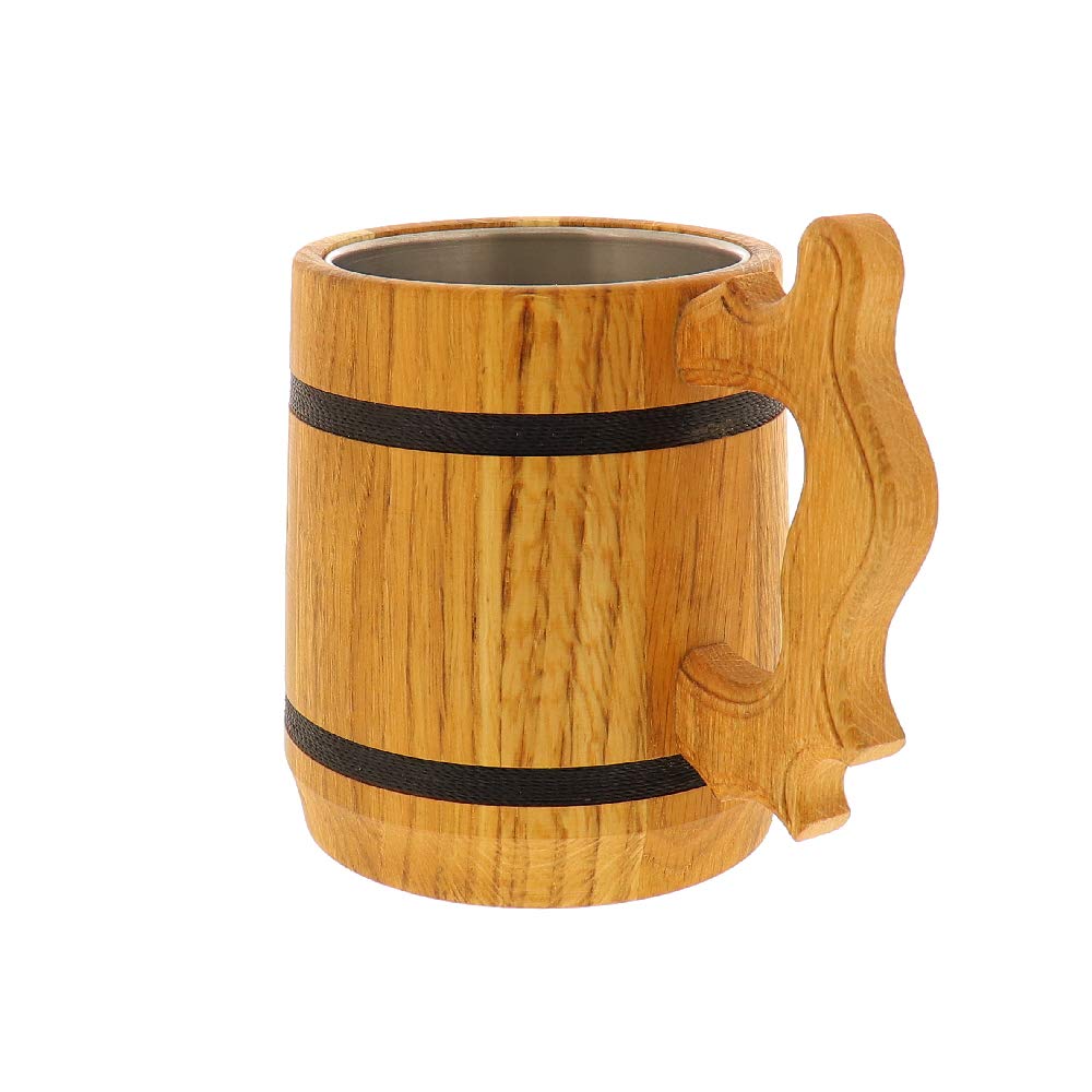 Chope à bière HOFMEISTER® avec insert en acier inoxydable en chêne 19,5 cm