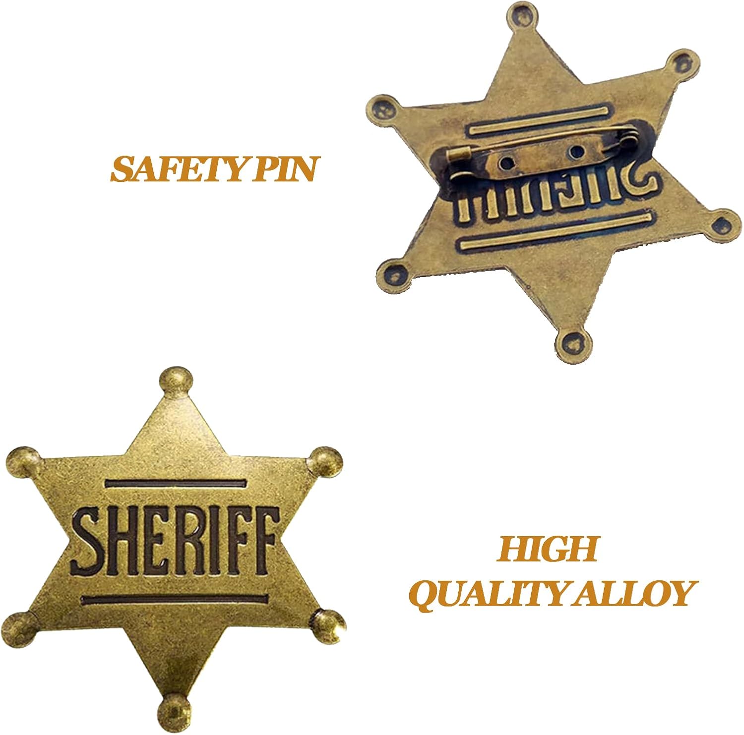 2Pcs Sheriff Badge,Metal Sheriff Badge for Kids Party Costume Play Props Favors Supplies,cowboy party decoration badge,Sheriff Badge for Kids and Adult,School Carnival Prizes,Party Bag Gift Fillers