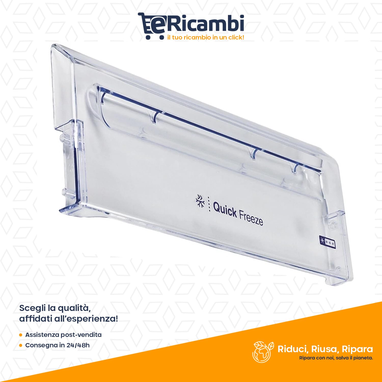 eRicambi® Sportello Frontale Cassetto Congelatore - Compatibile con Electrolux ZBB2294R, ZBB2294L, ZBF3124A, FI22/10EA - Dimensioni 405x162 mm - Ricambio Originale