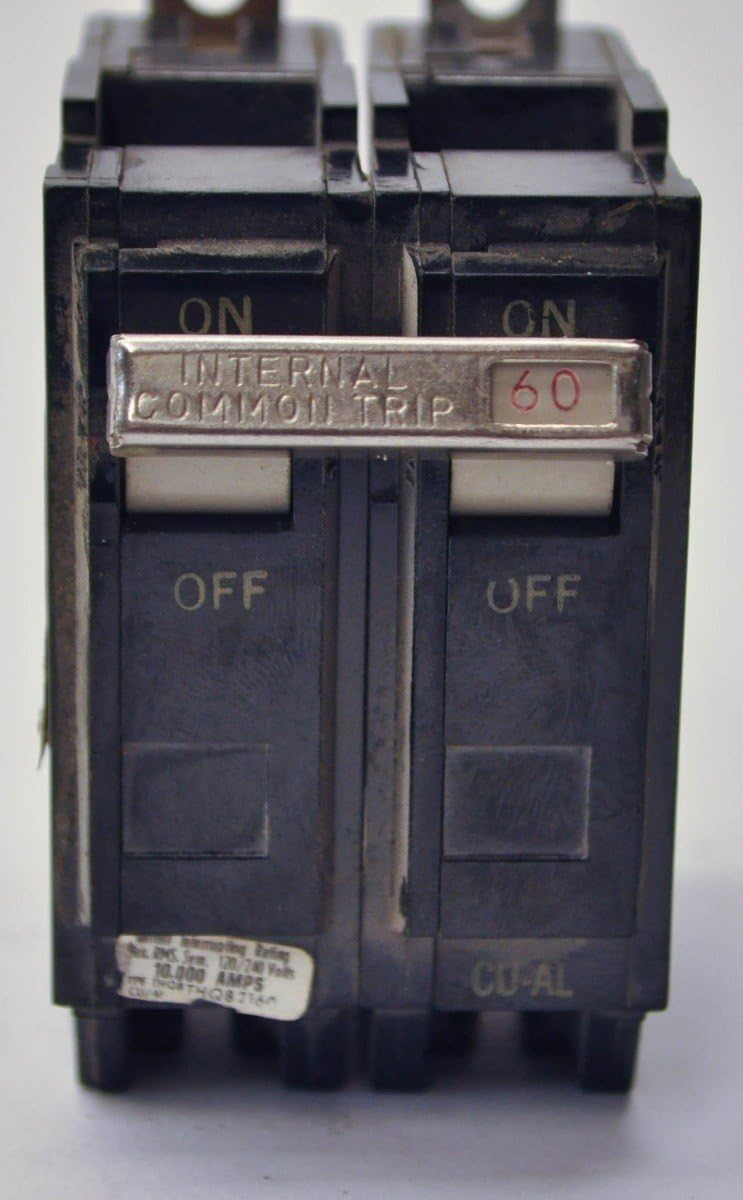 ABB TEY/Q-Line® THQB2160 2-Pole Miniature Circuit Breaker • 60A Double Pole Breaker • 120/240 VAC, 10 kA Interrupt • Thermal Magnetic Trip • Bolt-On Installation • HACR Rated