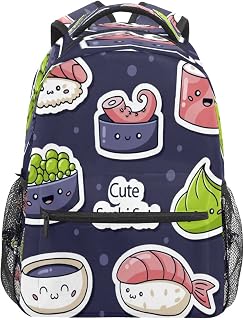 Mochila escolar para meninos e meninas Coleção de sushi Bolsa para estudante de ombro para alunos Menino Menina Leve Durável Médio Ensino Escolar Bolsa de viagem Mochila Mochila de acampamento, Multicolorido, One Size, Clássico