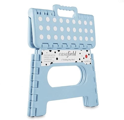 Miniatura 40 de Casafield Taburete plegable de 9 pulgadas con asa (juego de 2), gris, taburete plegable portátil de plástico pequeño para niños y adultos, uso en la