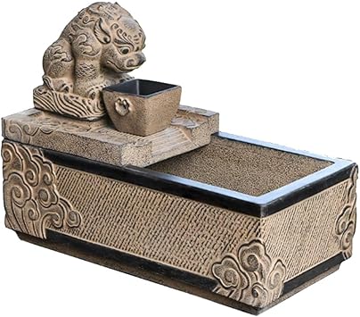 Tabletop Fountain Lucky Beast Zen Flow Desktop Auto-Cycle Waterfall Fountain Feng Shui Decor for Home and Office Home Fountain