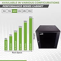 Vista 3 de NavePoint 12U Server Cabinet Wall Mount Rack Enclosure Includes 2 Fans, Locking Glass Door, Removable Side Panels – 12U Network Cabinet 23.6” Deep