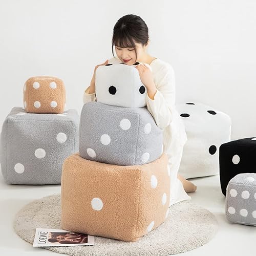 Miniatura 7 de Creative Funny Simulation Dice Plush Pillow Cubic Cube Plush Pendant Dolls Stuffed Soft Sofa Back Cushion Creative Home Decor (Brown,20cm7.8 inch)
