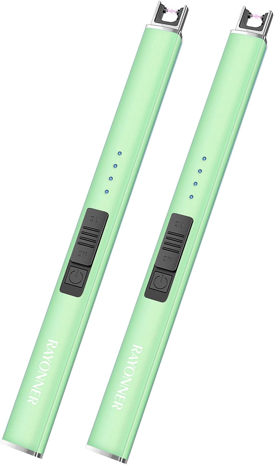 RAYONNERElectric Lighter USB Rechargeable Windproof Plasma (Light Green, Pack of 2)