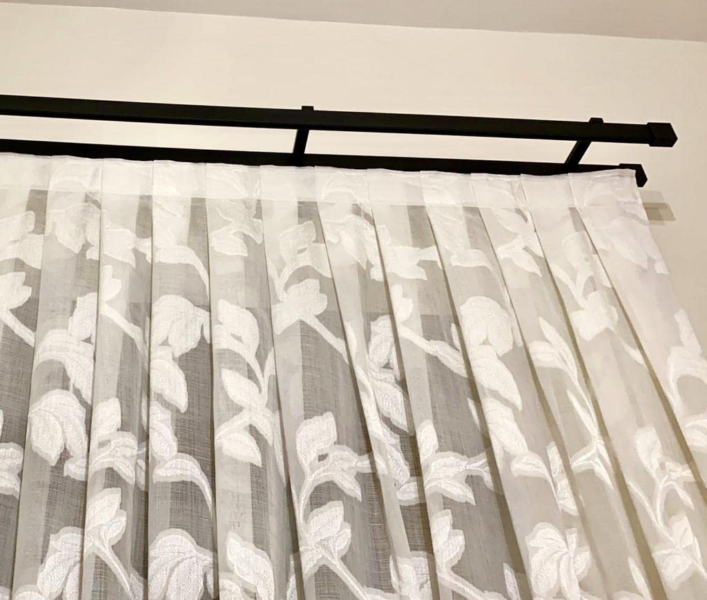 Globalcorporation Bastone Per Tenda Nero Minimal a Soffitto e Parete Doppio o Singolo Bastoni Moderni Binari da tende Scorritenda Riloga Zineffa Tendaggi Alluminio kit(140 Centimetri A Parete,NERO)