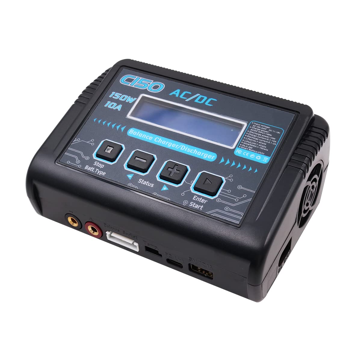 Cargador de batería de polímero de Litio Cargador de Equilibrio Cargador de Control Remoto Entrada de CA/CC Potencia de Carga Ajustable, para 1/10 RC Car Drone RC Tracked Vehicle