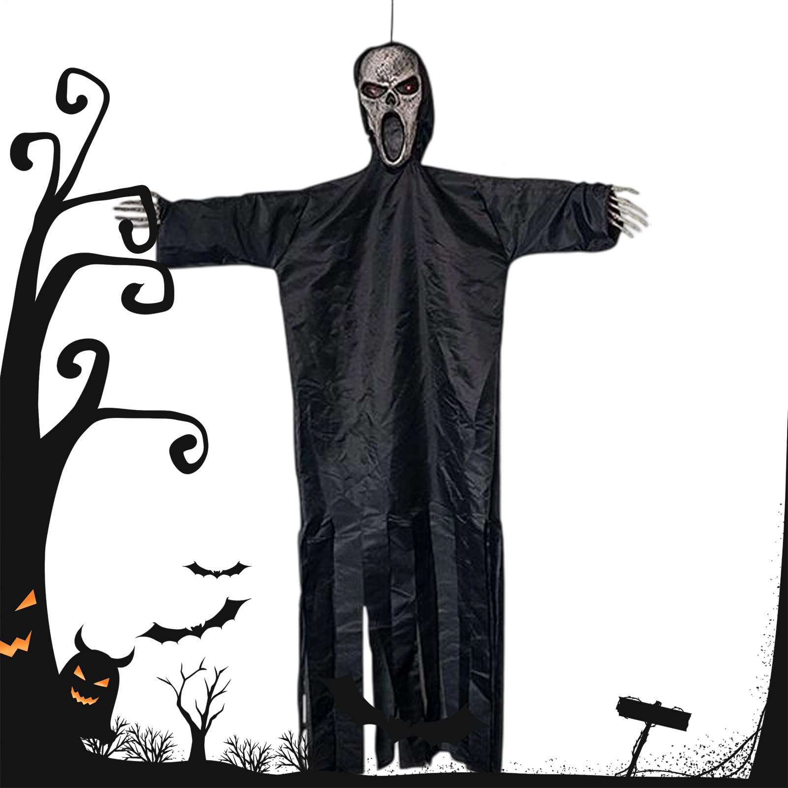 Épouvantail fantôme volant pour animation de jardin et fête d'Halloween