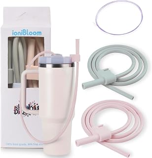 Extendable Long Straws for Stanley Cup, 2 Pack 35" Reusable Silicone Straws- CPC Certified, Fits 40 oz Tumbler And Large Water Bottle, Soft & Flexible Straw Accessories Gift Idea