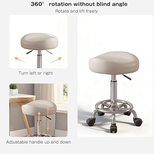 Miniatura 4 de Taburete con pedal de anillo, silla hidráulica ajustable con ruedas para uso médico, masaje, salón, spa, cocina y dibujo