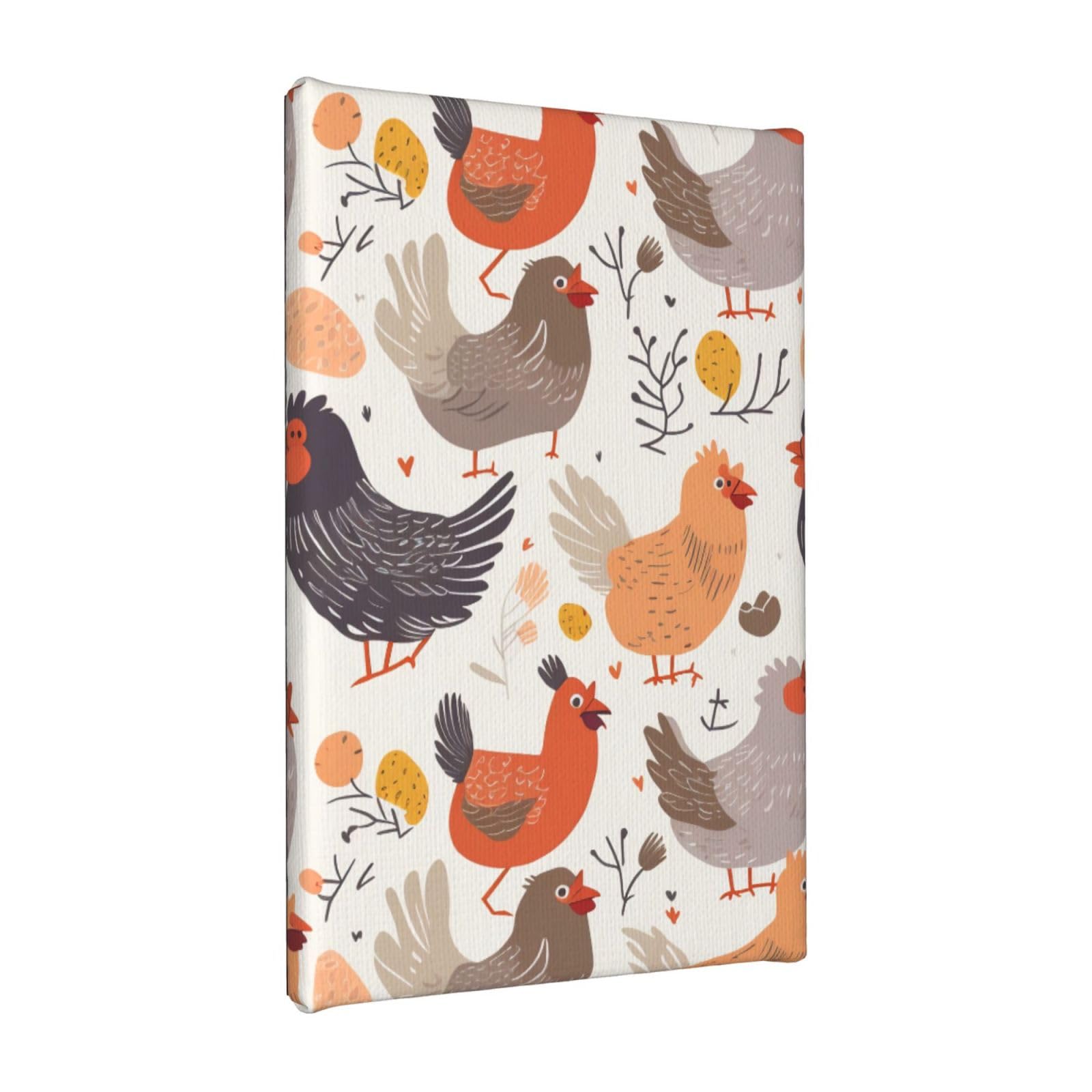 YKLJG Chicken Pattern Printed Wall Art Canvas Painting 20x30 CM Wooden Framed Picture Painting Artwork Prints for Bedroom Kitchen Home Office Decor