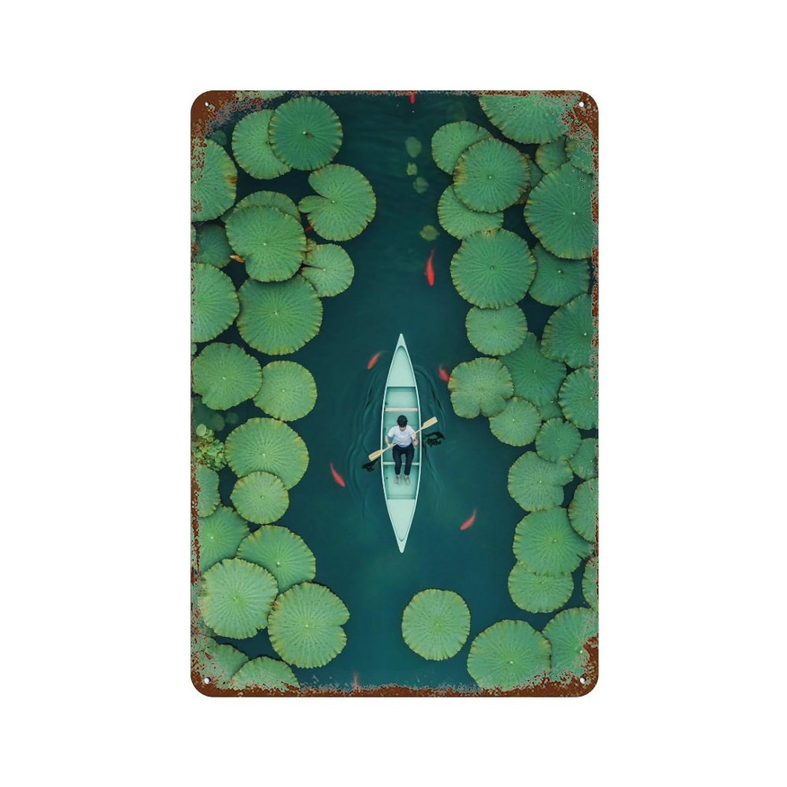 YHGERTKU Boat Among Leaves 01 Wall Art Retro Iron Vintage Metal Tin Sign Poster Modern Decor for Living Rooms Gift 30x20cm