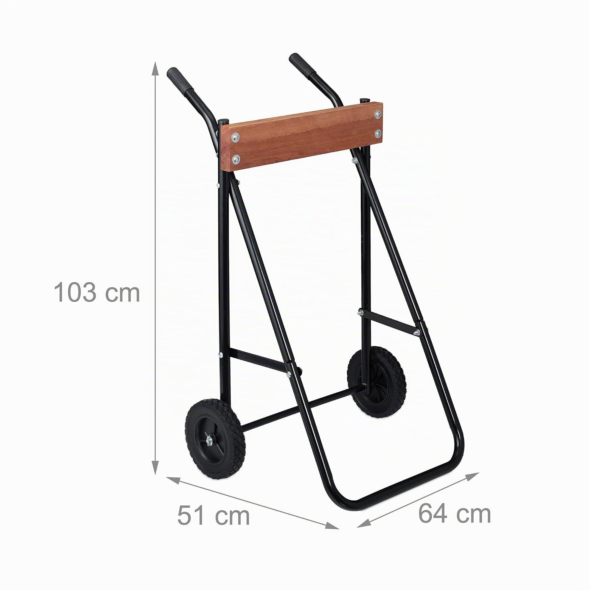 Relaxdays Supporto per Motore Fuoribordo, Carrello per Il Trasporto e Lo Stoccaggio, in Acciaio, Fino a 100 kg, Nero