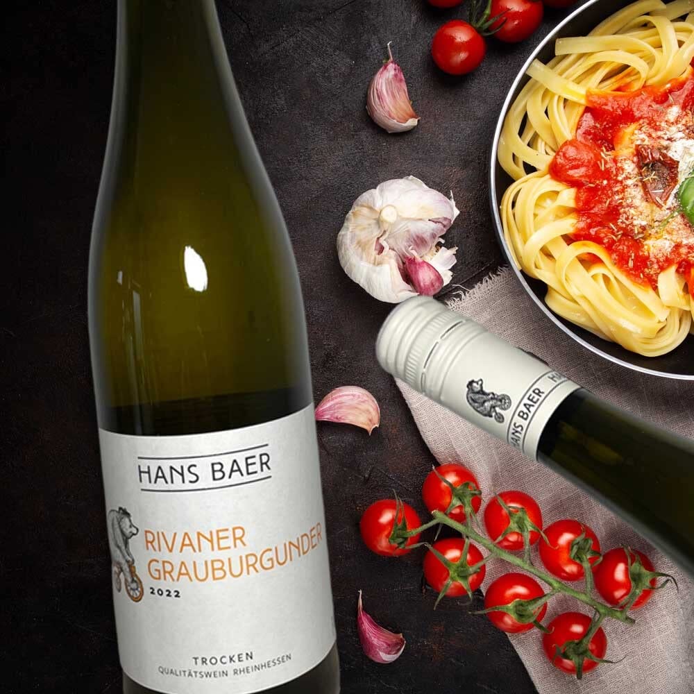 Hans Baer Rivaner Grauburgunder, trocken, sortenreines Weinpaket + VINOX Winecards (6x0,75l)