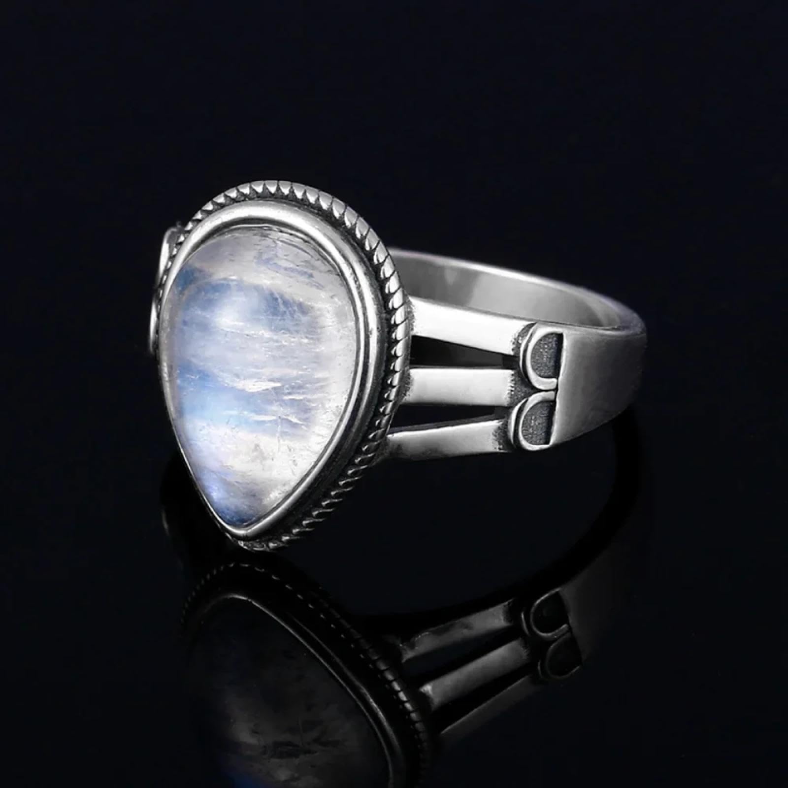 Ring Ringe Damen Bijouterie Herren Wassertropfenförmiger Natürlicher Mondsteinring Für Frauen, Hochzeit, Feiner Schmuck, Party, Geburtstag