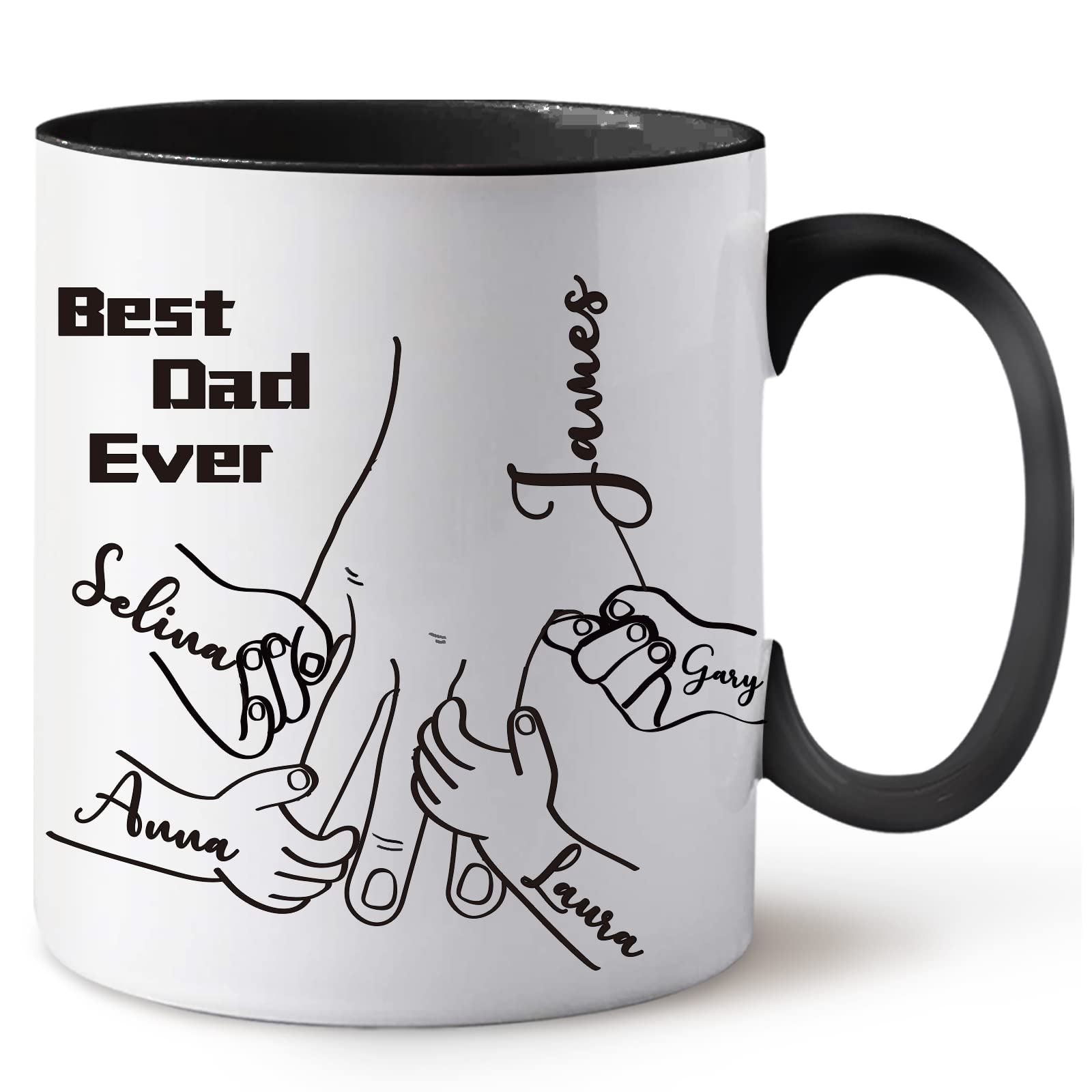 Fathers Day Birthday Gifts From Daughter Son Kids, Personalized Dad Papa Mug with Name 11oz, Best Dad Ever Present, Unique Gifts for Dad Stepdads