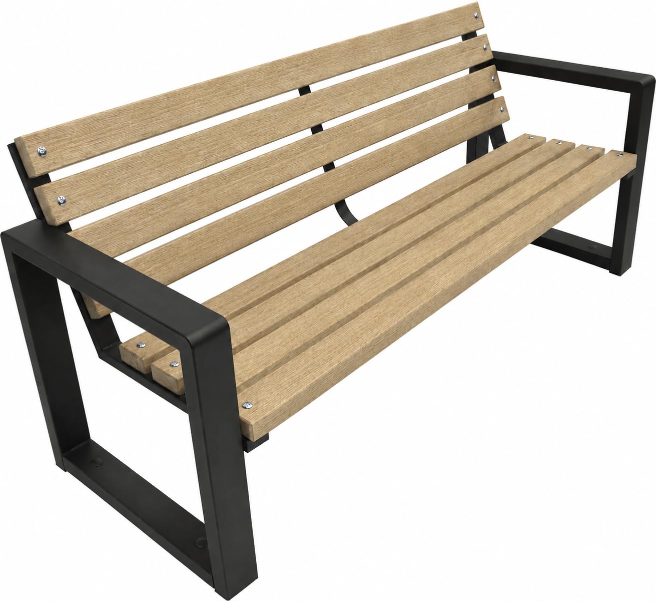 Gartenbank Holz mit Rückenlehne, 125 cm - Helle Eiche | Massives Fichtenholz & pulverbeschichteter Stahl, bis 500 kg, wetterfest, Sitzbank für Garten, Terrasse & Park, Grande