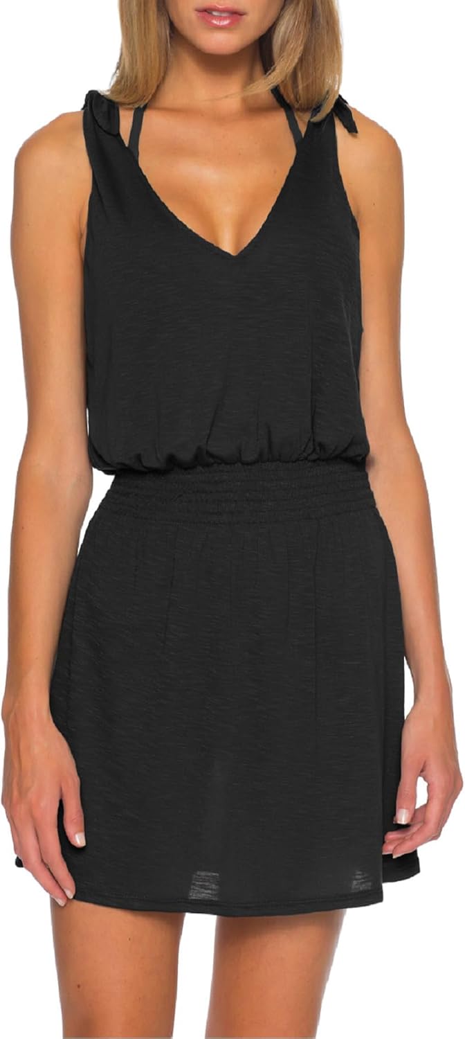 Becca Women's Standard Breezy Basics V Dress, Plunge Neck, Beach Cover Ups