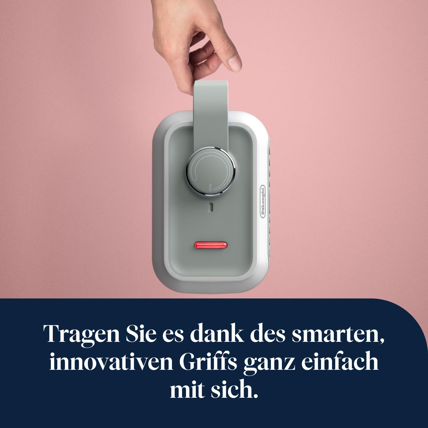 De'Longhi Capsule Desk - Keramik-Heizlüfter, Energiesparender Heizlüfter, Sofortige Wärme, Leise, Automatische Abschaltung bei Umkippen, 360 W, Salbeigrün (HFX10B03.GR)