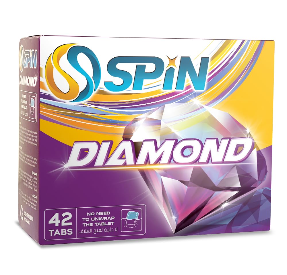 SPIN DIAMOND Dishwasher Detergent Tablets, 42 TABS, Extra Power/Extra Shine
