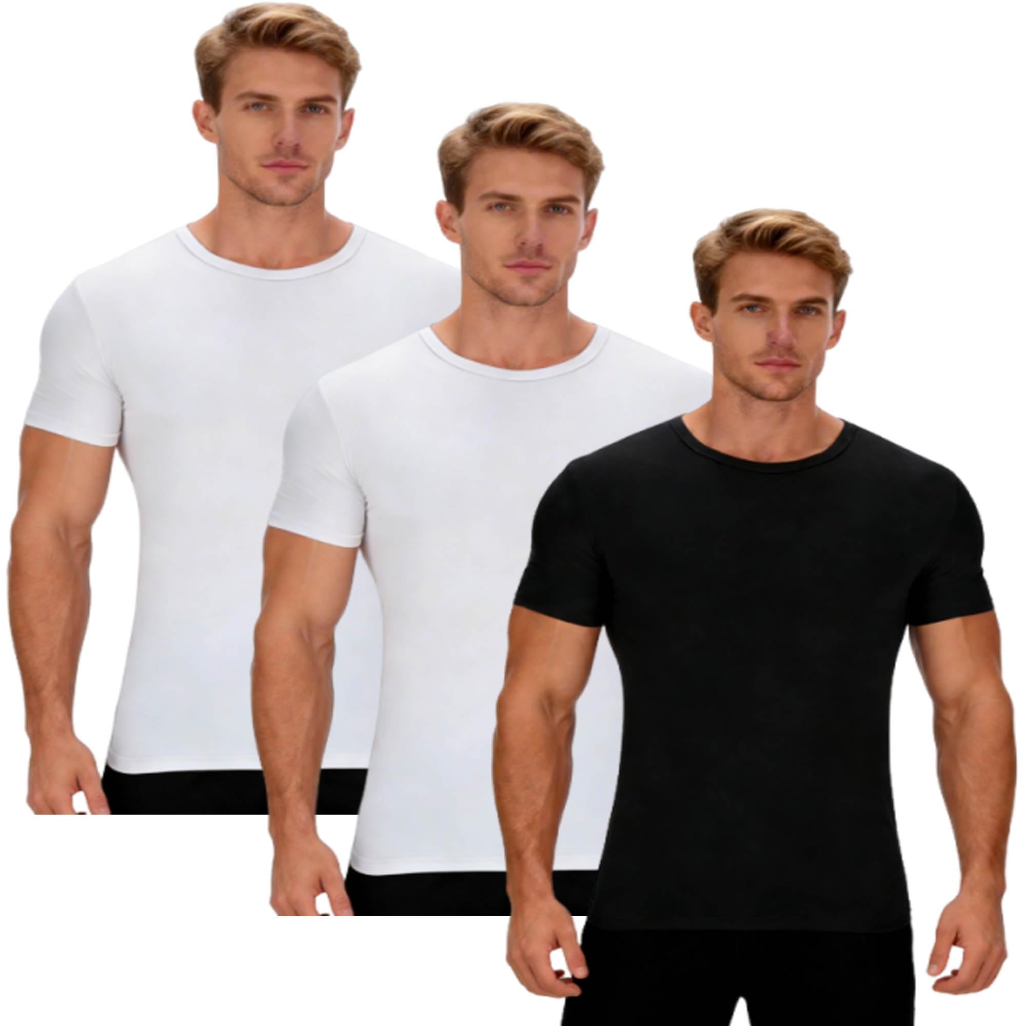 3 Pack Mens T Shirt Breathable Tshirt Summer T-Shirts Lightweight Tshirts Basic Tops Athletic Tee Plain T Shirts Plus Size Sport Shirts Workout Outfit Casual Sportswear M-5XL Black White M
