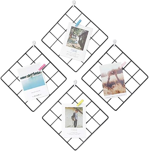 Miniatura 2 de BESPORTBLE 4 piezas de rejilla para pared, estante cuadrado de hierro para fotos, exhibición para colgar fotos de 8 x 8 pulgadas, organizador de