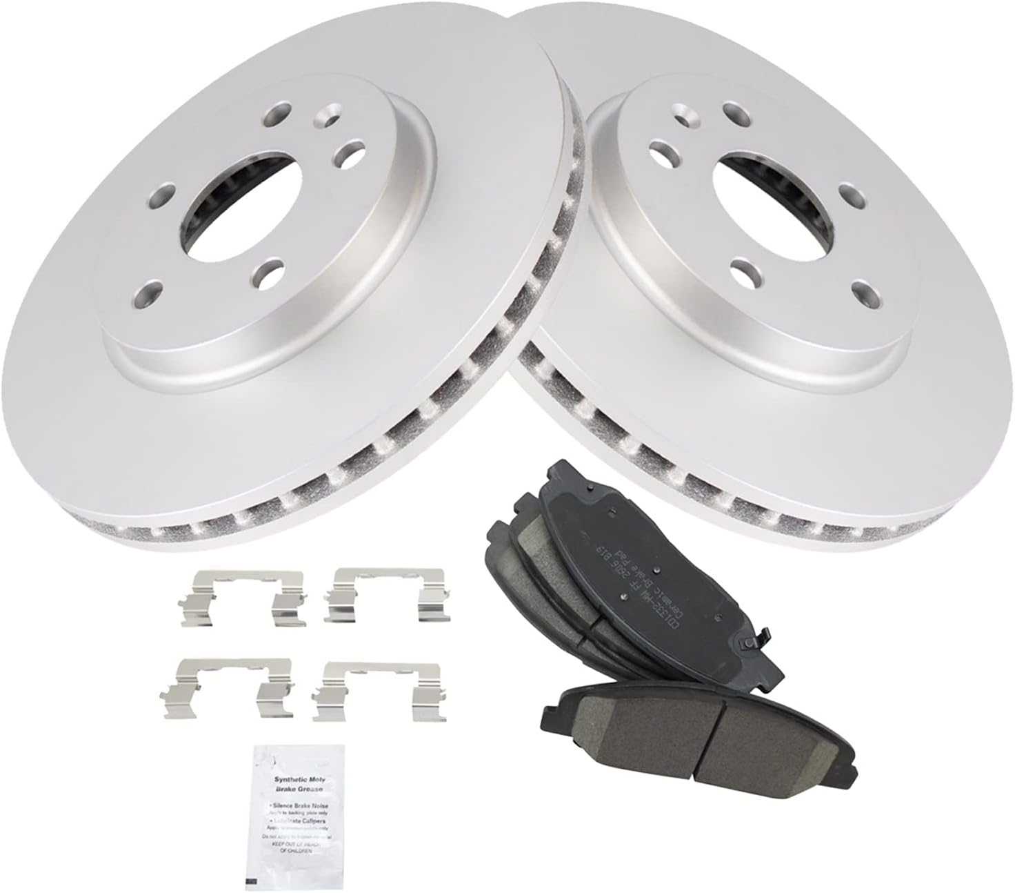 TRQ Front Brake Pad & Rotor Kit Brake Pads Brake Rotor Ceramic Premium G-Coated Compatible with 2008-2014 Cadillac CTS